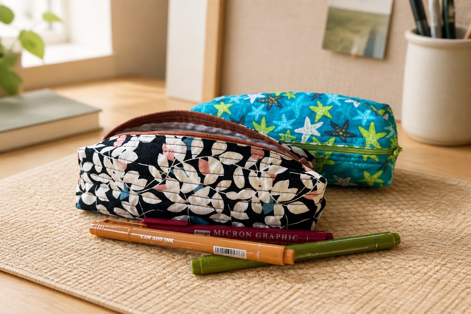Upcycled,  useful fabric zipper pouch