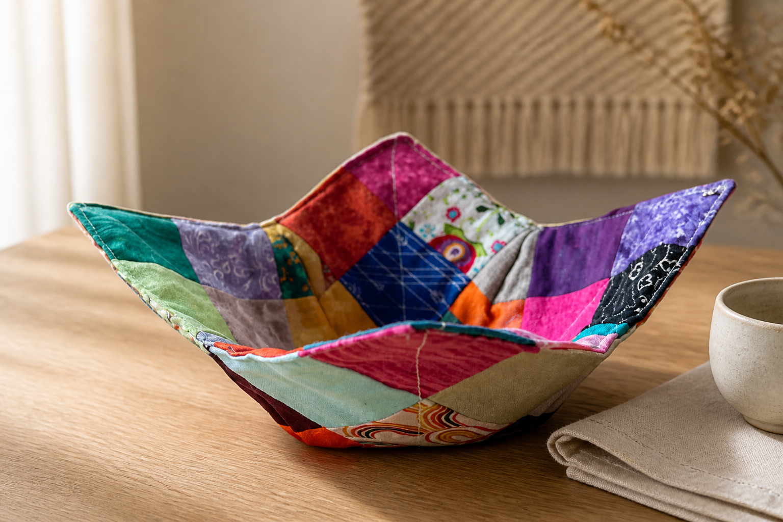 Shaped hot bowl cozy. 