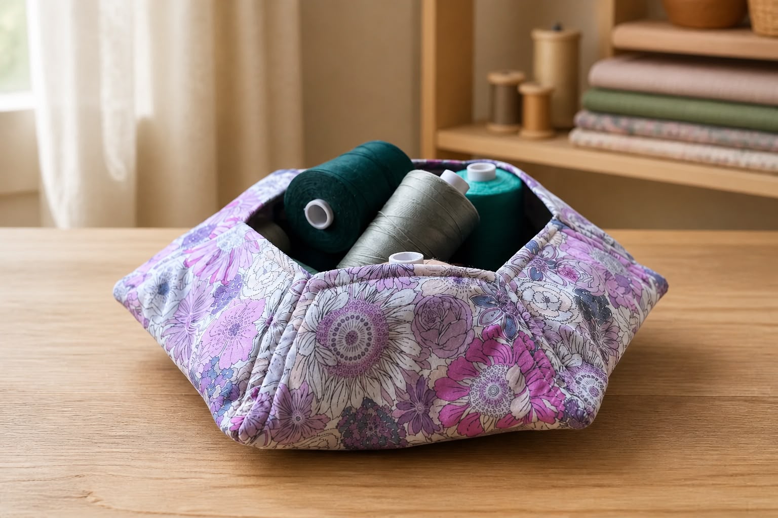 upcycled multi use holder made from hexagonal shapes. 